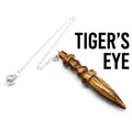 Natural tiger eye stone cone pendulum with silver-plated chain for dowsing and healing - Tiger's Eye
