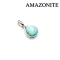 Dainty faceted natural Amazonite teardrop pendant in a polished silver-tone metal setting - Amazonite (Water Drop) / Silver