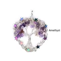 Handmade wire wrapped Tree of Life pendant with purple amethyst crystals and rainbow stars - Amethyst Heart Shape / Silver
