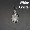 Natural clear quartz crystal pendant with silver wire wrap and heart bail detail - Marquise Hollow Wire Wrapped Pendant / White Crystal
