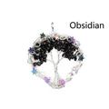 Obsidian tree of life pendant necklace featuring colorful metallic star charms - Obsidian Heart Shape / Silver