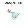 Elegant natural light blue amazonite stone pendant set in a polished silver triangular frame - Amazonite (Triangle) / Silver
