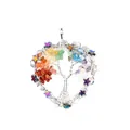 European style colorful Tree of Life pendant wrapped in silver wire with natural stone chips - Multicolor Heart Shape / Silver