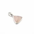 Delicate triangular faceted rose quartz pendant with a polished silver-tone frame finish - Rose Quartz (Triangle) Pendant Only (Without Chain) / Silver