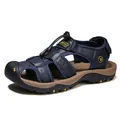 Professionele heren lederen outdoor sandalen in marineblauw met gesloten teenbescherming - 38 / Blauw
