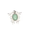 Aufwendiger silberner Mottenanhänger mit einem ovalen grünen Aventurin-Naturstein - Aventurin-Jade