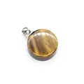 Vue macro d'un pendentif flacon de parfum en pierre d'oeil de tigre avec capuchon argent - Oeil de Tigre (Accessoires en Argent)