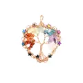 Handmade wire wrapped tree of life pendant featuring multicolor tumbled stones and stars - Multicolor Heart Shape / Rose Gold