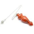 Natural red jasper stone conical pendulum with silver chain for dowsing and meditation - Spiral Tapered Pendulum (aljylp1777) / Red Jasper