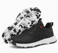 Outdoor athletic shoes with quick-lace system and patterned non-slip camo sole - 35 / Black