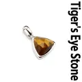 Triangle faceted natural Tiger's Eye stone pendant with polished silver-toned bail - Tiger's Eye (Triangle) Pendant Only (Without Chain) / Silver
