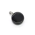 Détail d'un pendentif flacon de parfum en pierre naturelle noire avec bouchon argenté - Obsidienne (Accessoires en Argent)