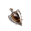 Vintage tiger eye stone perfume bottle pendant with medieval gothic copper thorn details - Tiger's Eye