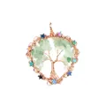 Handmade wire-wrapped tree of life pendant featuring green aventurine and stars. - Aventurine Heart Shape / Rose Gold