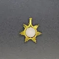 Handmade golden wire wrapped sun pendant with natural round pink rose quartz stone - Sun / Rose Quartz (Gold)