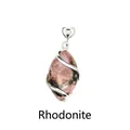 Elegant natural marquise pink rhodochrosite gemstone pendant with silver wire wrap - Marquise Hollow Wire Wrapped Pendant / Rhodonite
