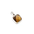 Elegant square faceted natural tiger's eye stone pendant with polished silver setting - Tiger's Eye (Square) / Silver
