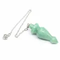High-quality green aventurine stone dowsing pendulum with silver chain and ball detail - Spiral Tapered Pendulum (aljylp1777) / Aventurine Jade