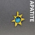 Exquisite handmade gold wire-wrapped sun pendant with natural blue apatite stone - Sun / Apatite (Gold)