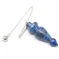 Natürliches Lapislazuli Edelstein Pendel mit Silberkette für spirituelle Wahrsagerei - Spiralkegel-Pendel (aljylp1777) / Lapislazuli