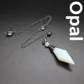 Hexagonal opal crystal dowsing pendulum with silver chain for divination and meditation - Opal