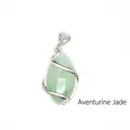 Exquisite natural green aventurine marquise pendant with silver hollow wire wrap design - Marquise Hollow Wire Wrapped Pendant / Aventurine Jade
