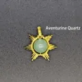 Handmade gold wire wrapped sun pendant featuring a polished green aventurine gemstone - Sun / Aventurine (Gold)