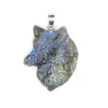 Handgeschnitzter Wolfskopf-Anhänger aus echtem Labradorit mit blauem Glanzeffekt - Wolfskopf Schnitzerei (13)