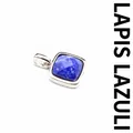 Small square faceted natural lapis lazuli stone pendant with silver metal setting - Lapis Lazuli (Square) / Silver