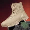 Durable tan high-top tactical outdoor boots with rugged anti-slip rubber soles - 39 / Sand