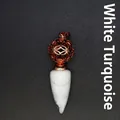 Elegante pendente in pietra turchese bianca naturale con sfera filigrana oro rosa - Stile Cono Sfera Traforata / Turchese Bianco (Oro Rosa)
