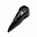 Handcrafted polished black obsidian raven skull carving for gothic crystal home decor - Obsidian