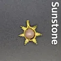 Handmade wire wrapped natural sunstone pendant with golden sun ray design for necklace - Sun / Sunstone (Gold)