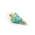 Macro view of cone resin aromatherapy bottle with turquoise chips and copper coil - Turquoise-Gold