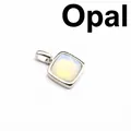 Square natural opal pendant with faceted surface in polished silver metal frame - Opal (Square) / Silver