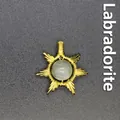 Exquisite handmade wire-wrapped sun pendant featuring a natural gray Labradorite stone - Sun / Labradorite (Gold)