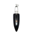 Elegante colgante de bala de piedra negra pulida con una tapa de plata detallada - Colgante de Obsidiana