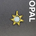 Hand-woven gold wire sun star pendant featuring a central round white opal gemstone - Sun / Opalite (Gold)