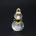 Clear crystal gourd-shaped perfume bottle pendant with gold metal accents. - Gourd / White Crystal (Gold Bail)