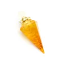 Hexagonal pyramid resin pendant with yellow tourmaline stones and gold cap - Yellow Citrine-Gold Tone