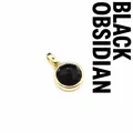 Dainty faceted black obsidian natural stone pendant with gold plated bezel setting - Obsidian (Round) / Gold