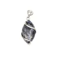 Exquisite natural blue vein stone teardrop pendant with silver wire wrap and heart bail - Marquise Hollow Wire Wrapped Pendant / Blue Sodalite
