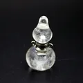 Macro view of the natural internal texture of a clear crystal gourd-shaped perfume bottle pendant - Gourd / White Crystal (Silver Bail)