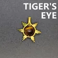 Handmade golden wire-wrapped sun pendant featuring a polished natural tiger eye stone - Sun / Tiger Eye (Gold)