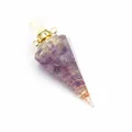 Elegant hexagonal cone resin diffuser bottle filled with natural purple amethyst chips - Amethyst-Gold