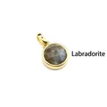 Small faceted natural labradorite gemstone pendant with a gold-plated bezel - Labradorite (Round) / Gold