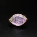 Exquisite faceted marquise purple crystal ring in gold bezel Horus Eye jewelry design - Amethyst / Adjustable Open