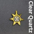 Handcrafted wire wrapped sun pendant featuring a natural clear quartz stone in the center - Sun / Clear Quartz (Gold)