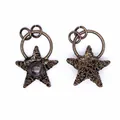 Macro detail showing front and back of vintage star wire wrapped pendants with stone - Pentagram Amethyst Wire Wrapped Style