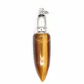 Vertical detail of a polished tiger's eye stone bullet-shaped jewelry pendant charm - Tiger's Eye Pendant